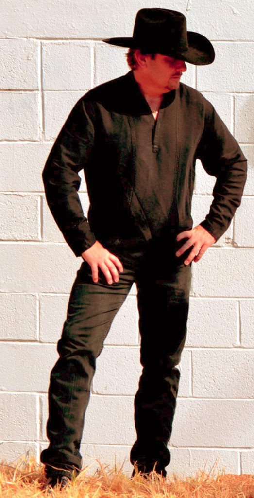 Man in black clothing standing