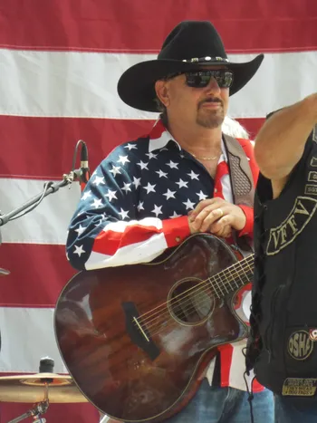 Musician with American flag shirt