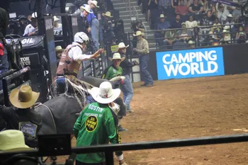 Bull riding event in progress